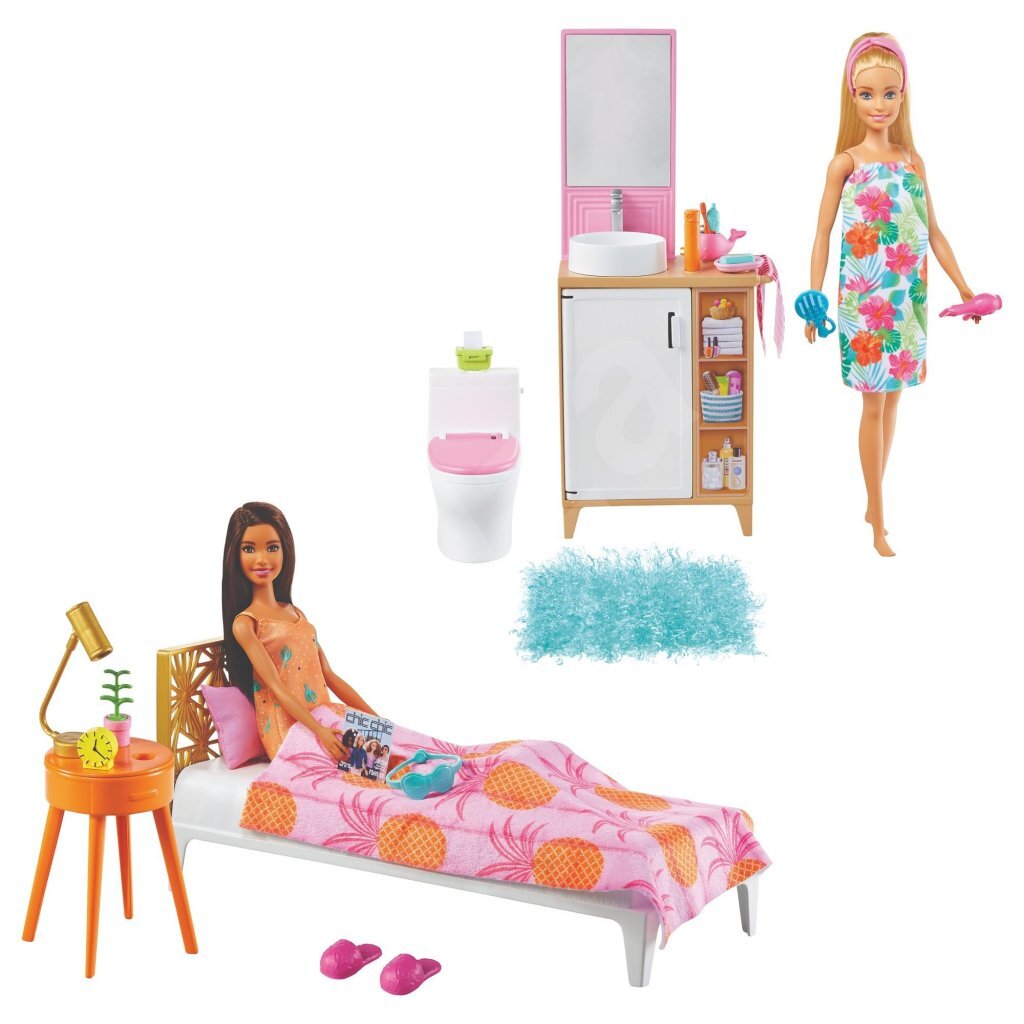 Barbie Slaapkamer/Badkamer Speelset Assorti