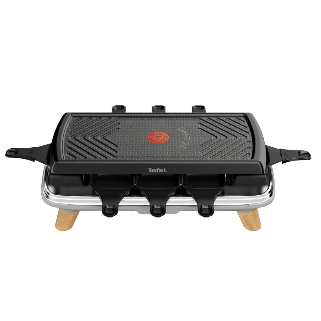 Tefal Re610D 3In1 8-Persoons Raclette Zwart/Rvs/Hout