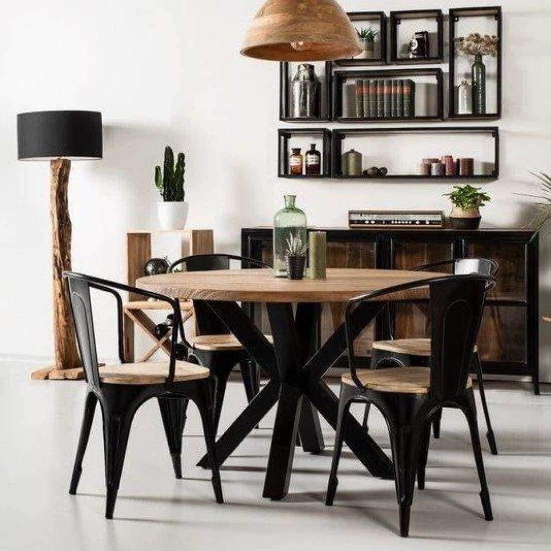 Ronde Eetkamertafel Industrieel Mangohout (150X150Xø150 Cm) Laurence