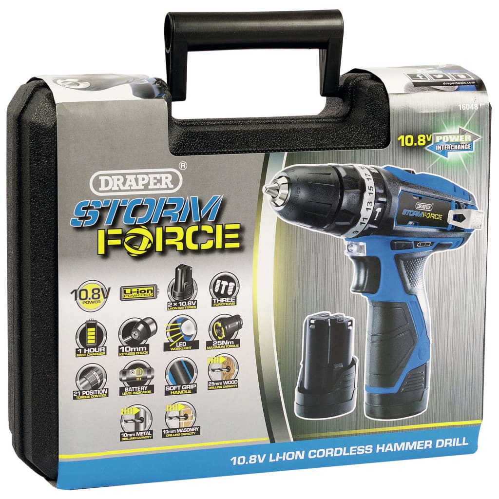 Draper Tools Combiboormachine Met 2X1,5 Ah Accu Storm Force 10,8V 25Nm