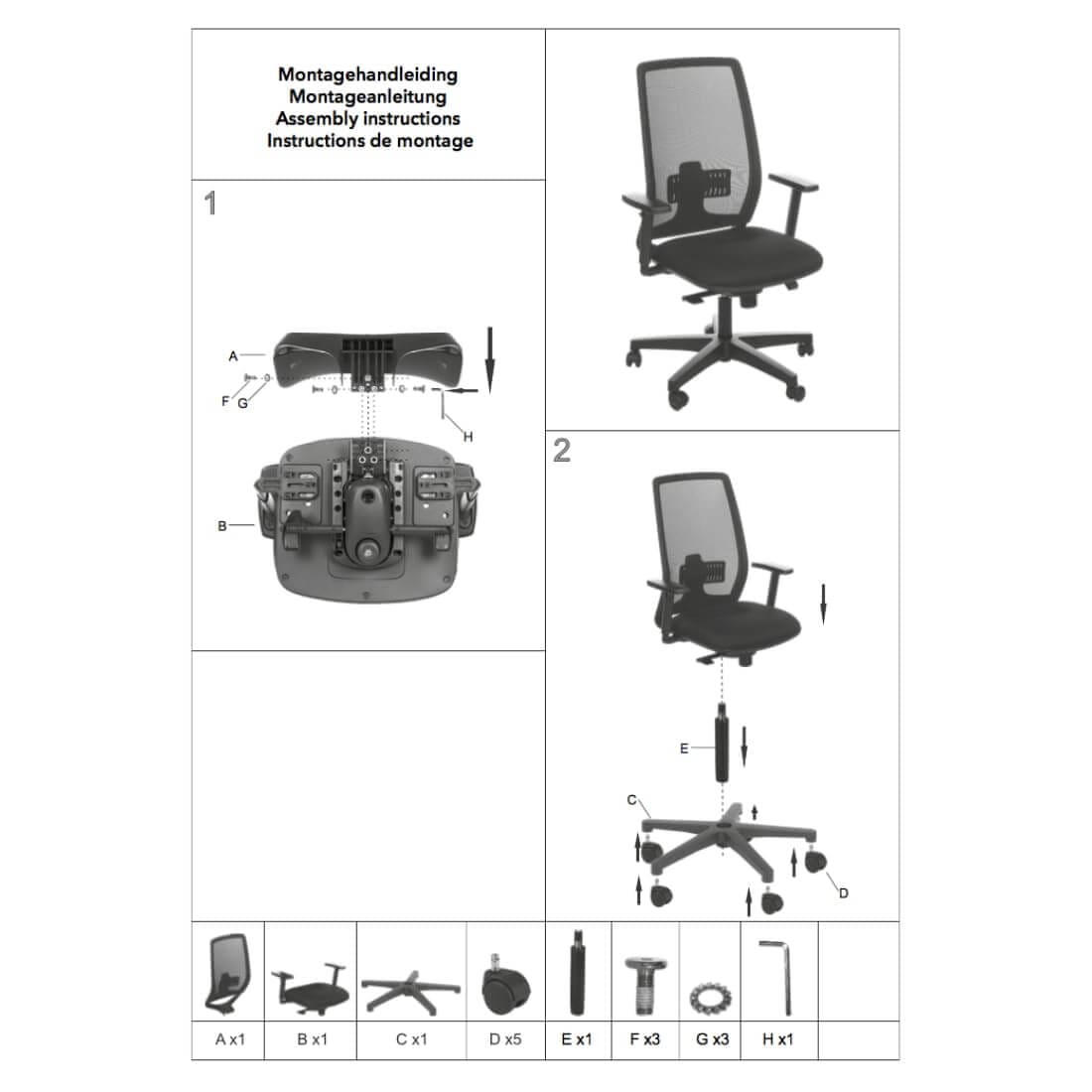 Bureaustoel Ergonomische Mesh De Singel (N)En 1335