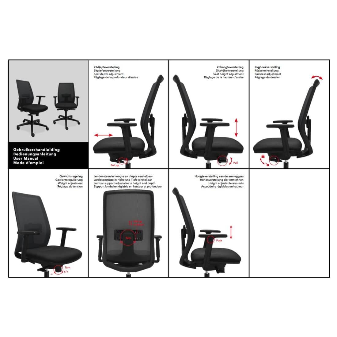 Bureaustoel Ergonomische Mesh De Singel (N)En 1335