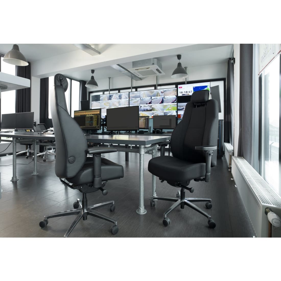 Ergonomische 24-Uurs Bureaustoel Leer Delta-6 Opklapbare Armleggers