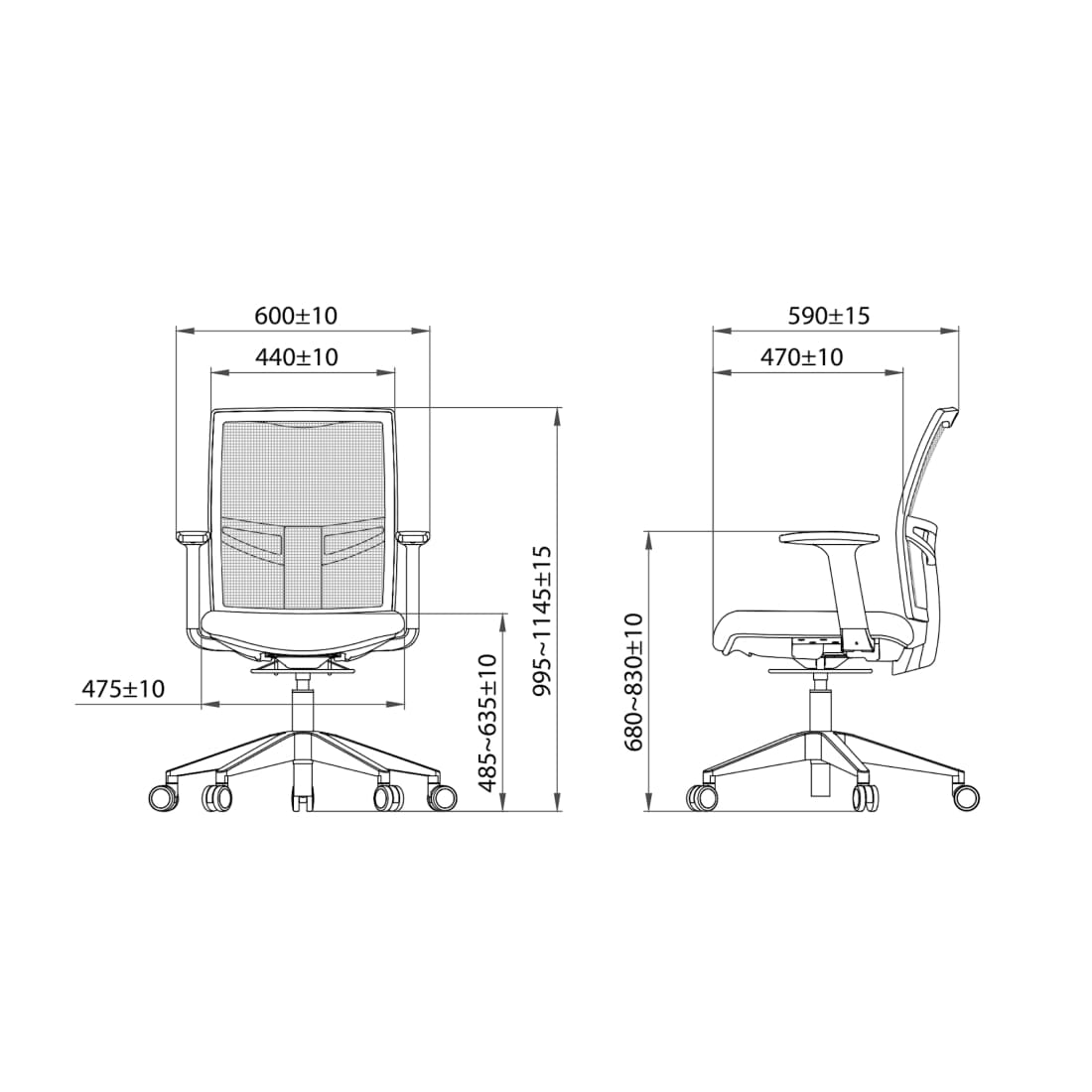 Bureaustoel Projectas V1 Mesh School