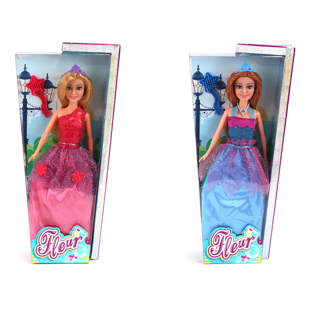 Basic Fleur Prinses Pop Met Borstel Assorti