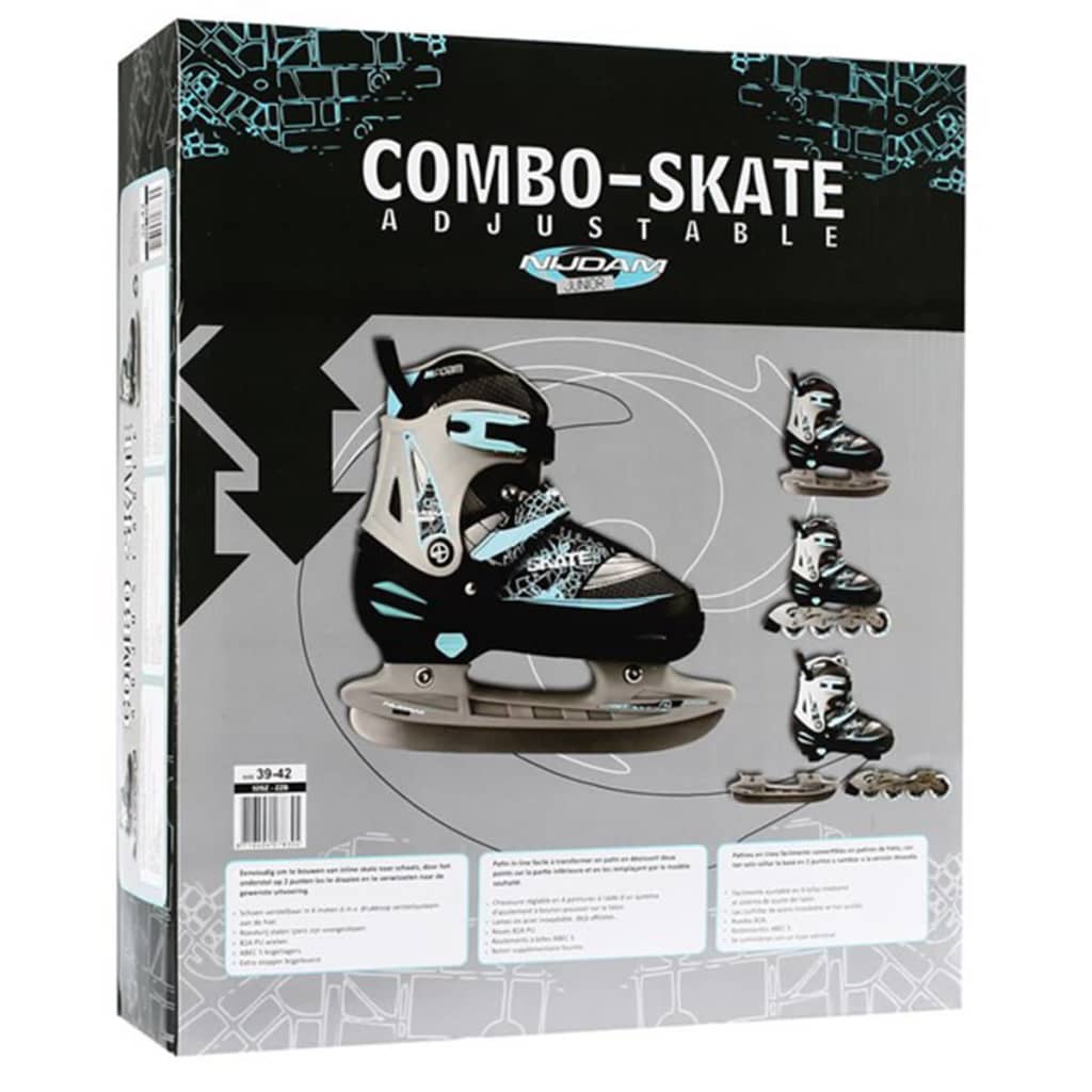 Nijdam Inline- En Ijsschaatsen Combo 35-38 Zwart/Zilver/Blauw 52Sz
