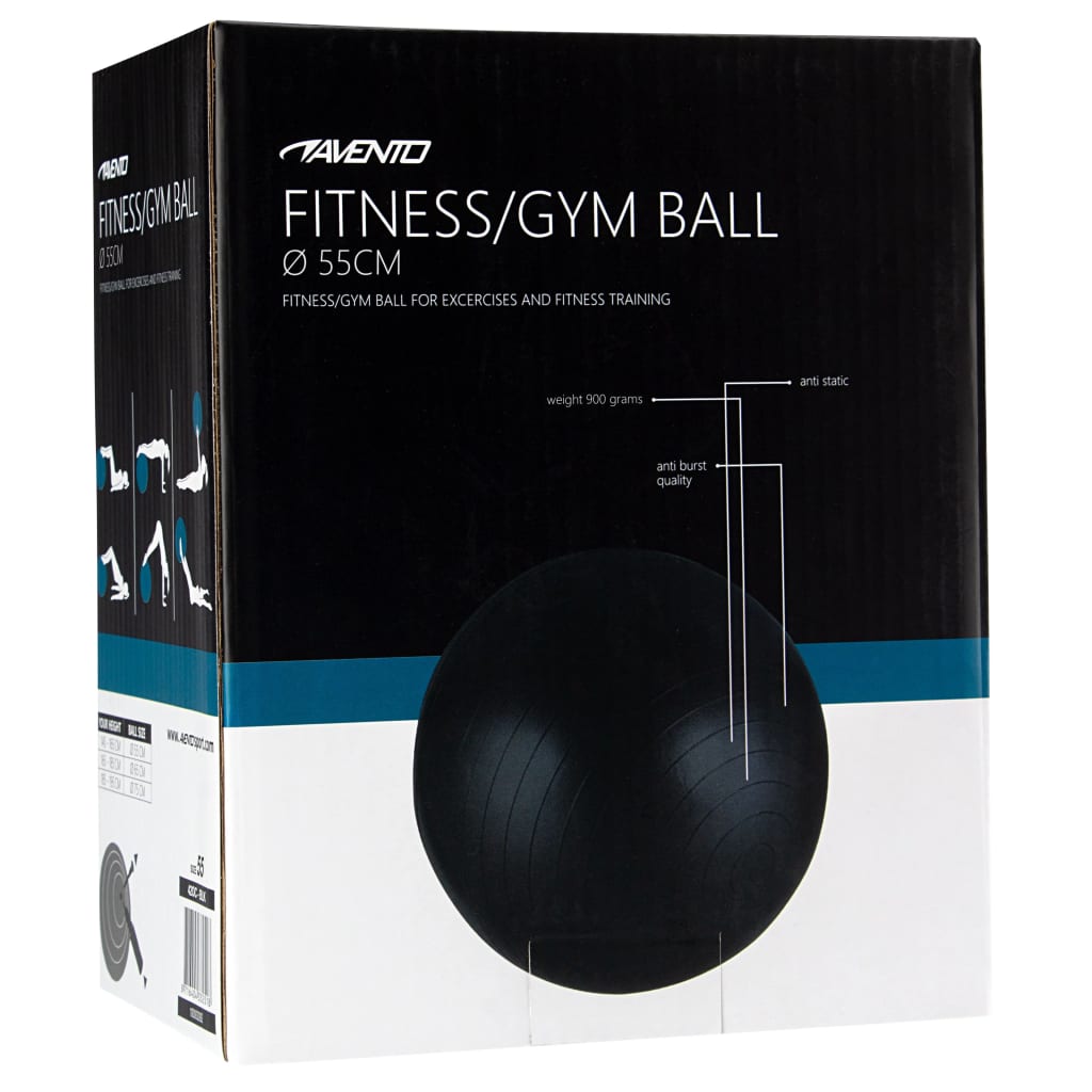 Avento Fitnessbal 55 Cm Zwart