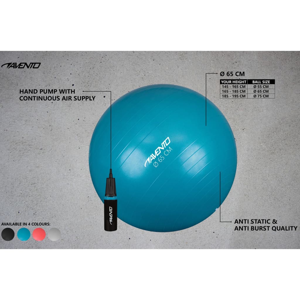 Avento Fitnessbal Met Pomp 65 Cm Blauw