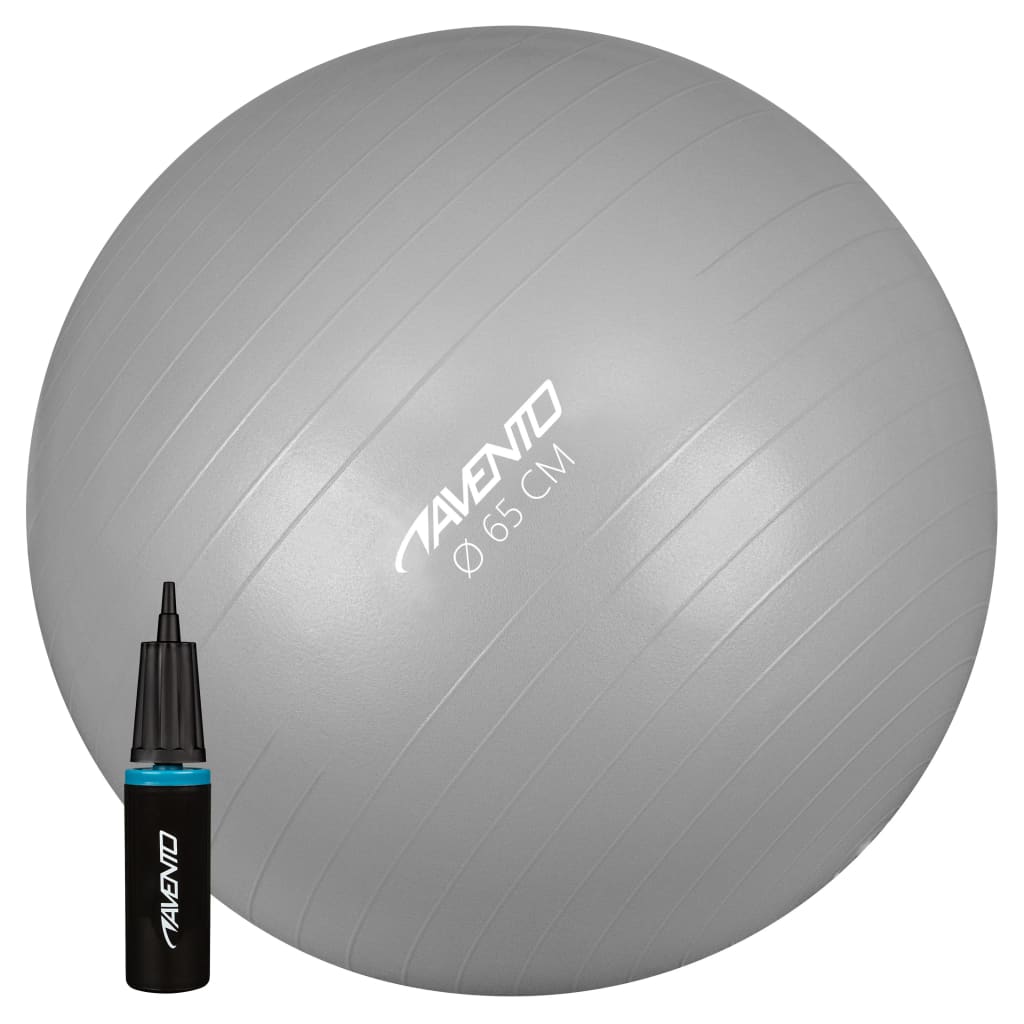 Avento Fitnessbal Met Pomp 65 Cm Zilverkleurig