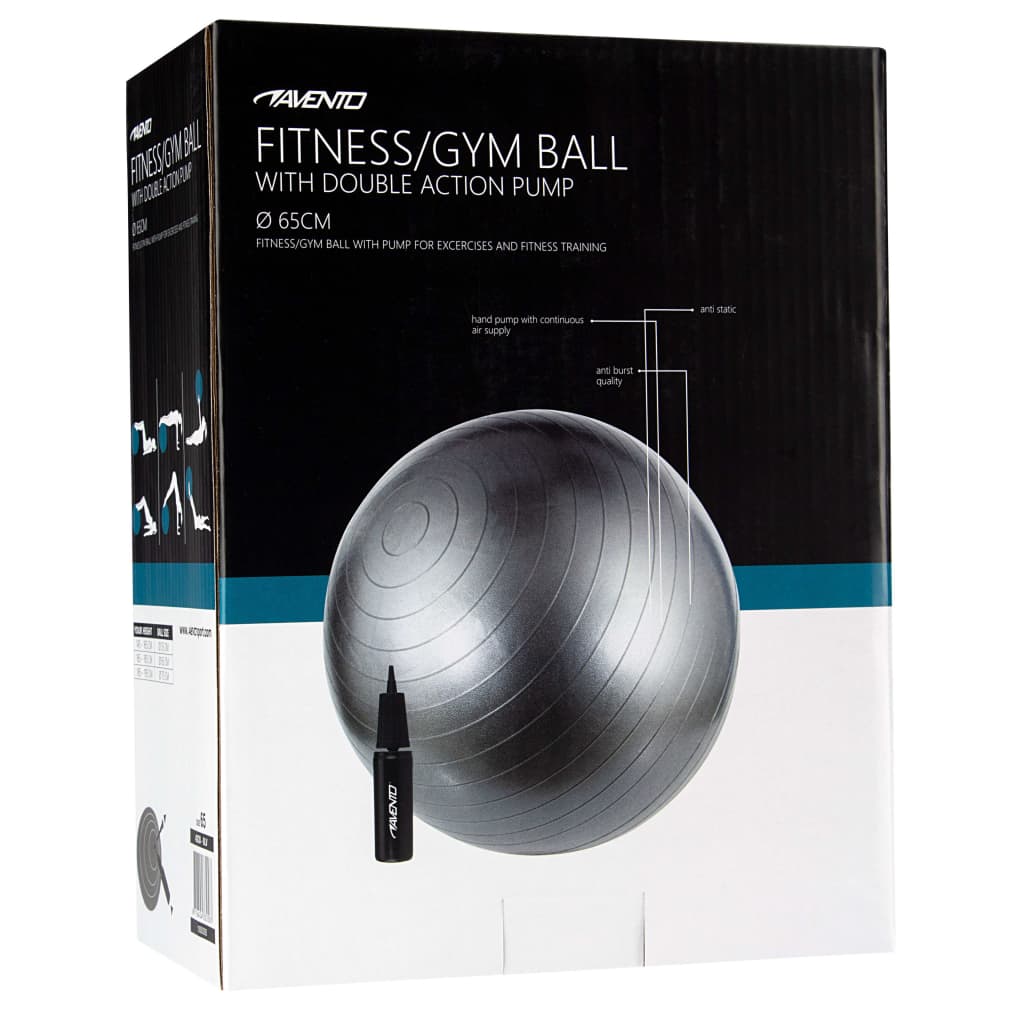 Avento Fitnessbal Met Pomp 65 Cm Zilverkleurig