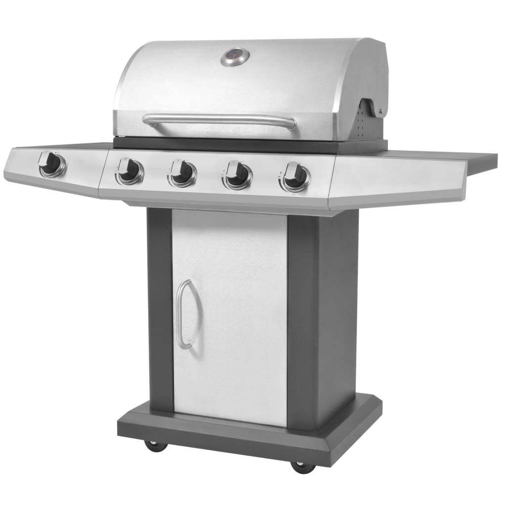 Gasbarbecue En Grill 4+1 Kookzone Zwart En Zilver