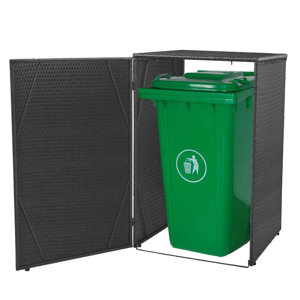 Containerberging Enkel Poly Rattan Zwart
