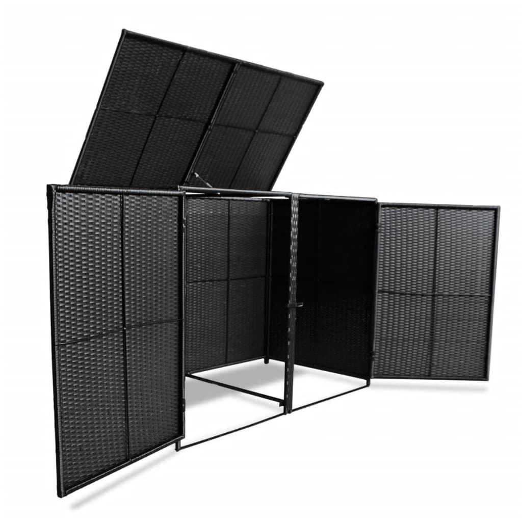 Containerberging Dubbel 148X80X111 Cm Poly Rattan Zwart