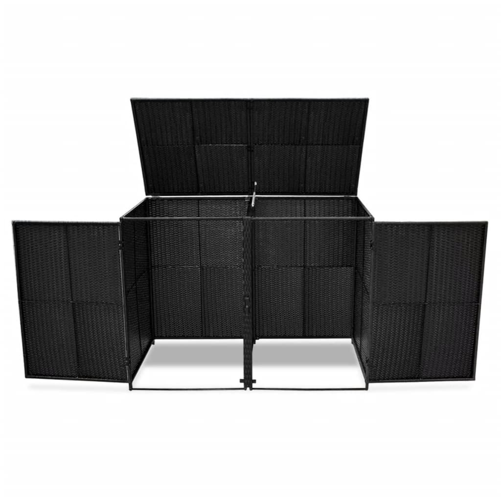 Containerberging Dubbel 148X80X111 Cm Poly Rattan Zwart