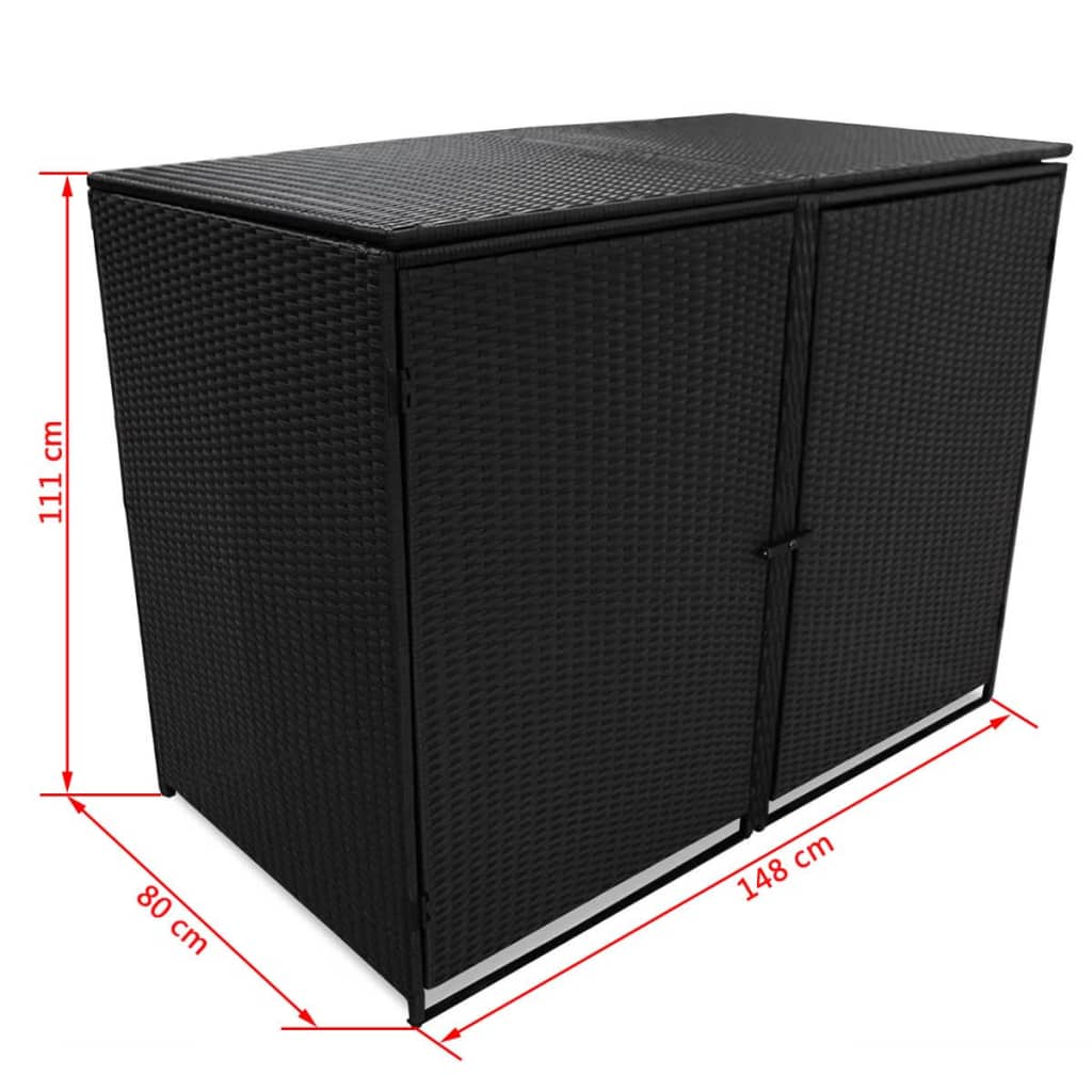Containerberging Dubbel 148X80X111 Cm Poly Rattan Zwart
