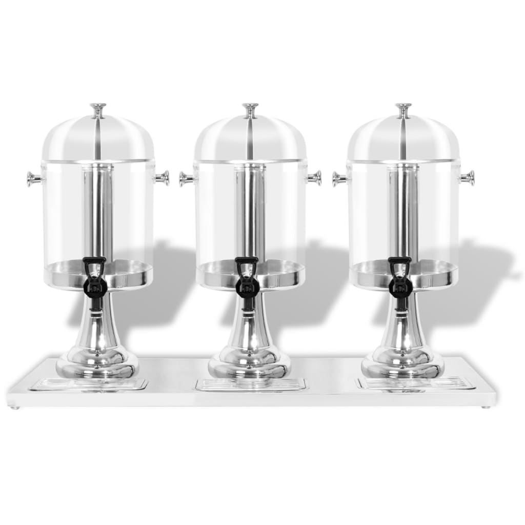 Drievoudige Sapdispenser Roestvrij Staal 3X8 L