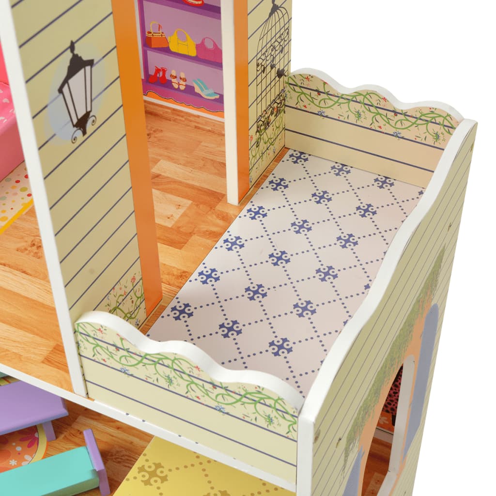Poppenhuis 3 Verdiepingen 73X32X116 Cm Hout