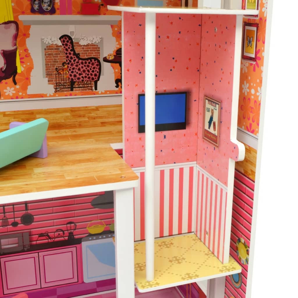 Poppenhuis 3 Verdiepingen 73X32X116 Cm Hout