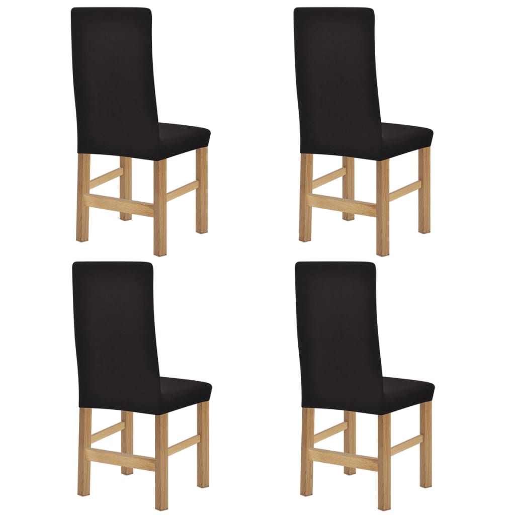 Stoelhoezen Stretch 4 Stuks Bruin Polyester Ribstof