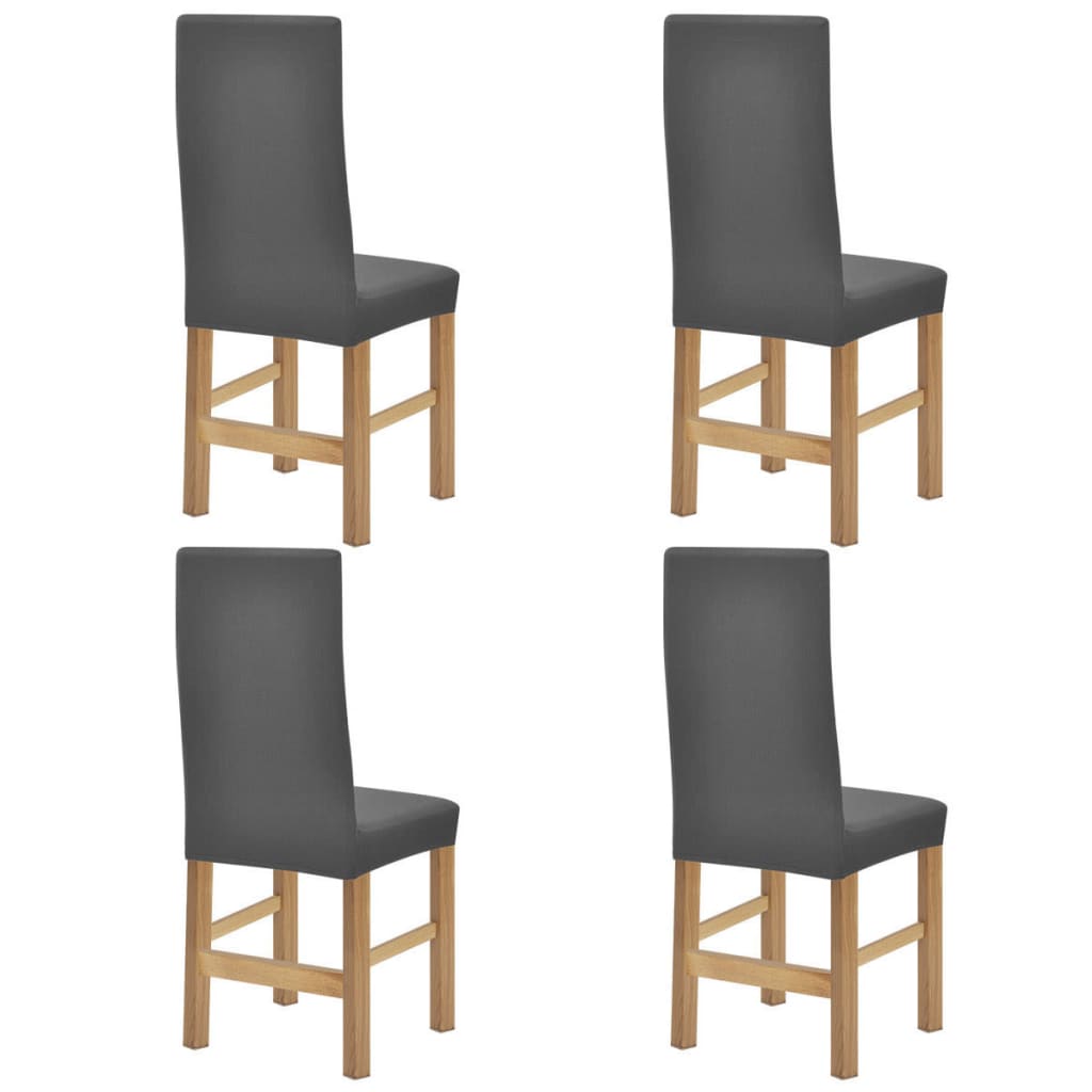 Stoelhoezen Stretch 4 Stuks Grijs Polyester Ribstof
