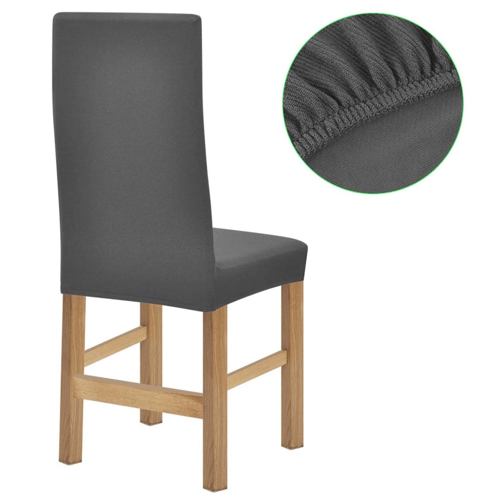 Stoelhoezen Stretch 4 Stuks Grijs Polyester Ribstof