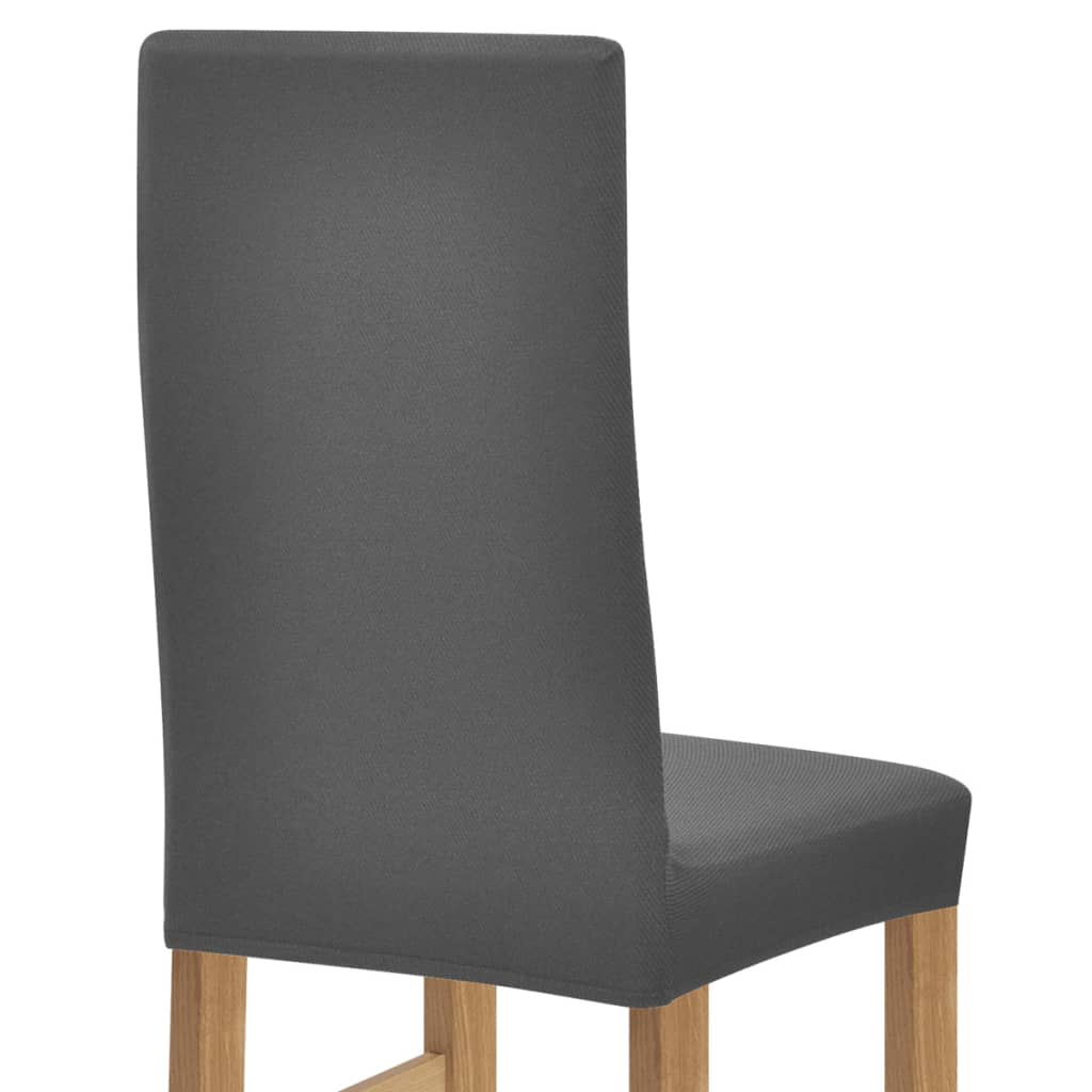 Stoelhoezen Stretch 4 Stuks Grijs Polyester Ribstof
