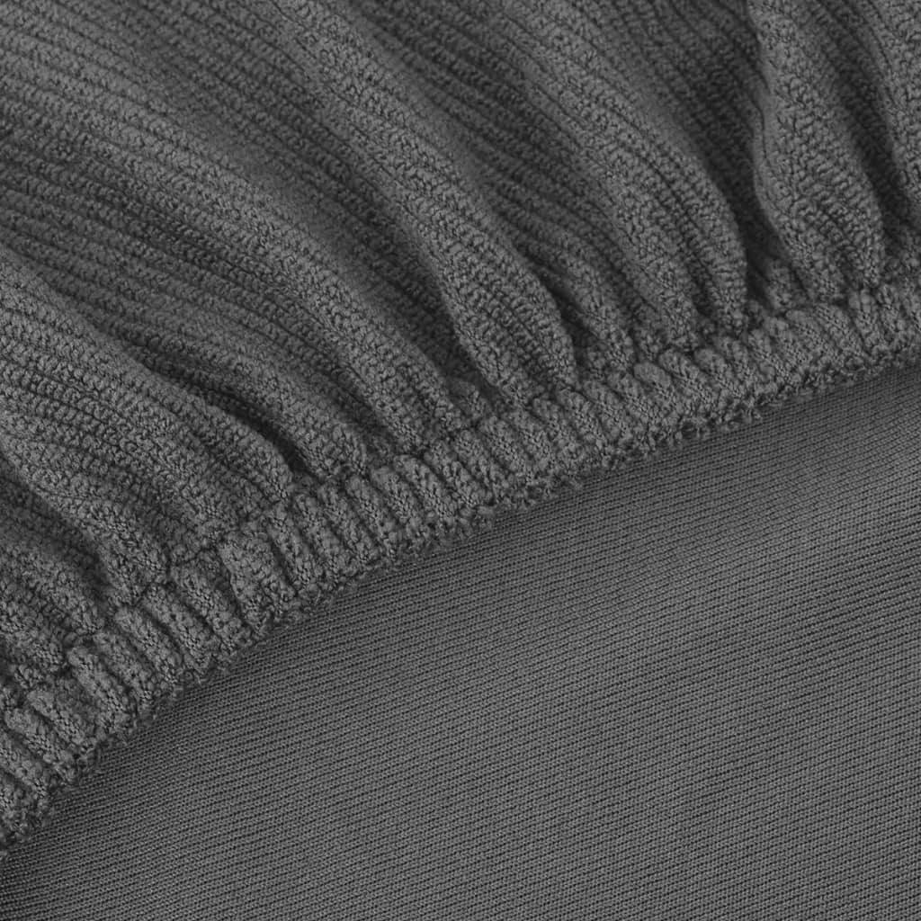 Stoelhoezen Stretch 4 Stuks Grijs Polyester Ribstof