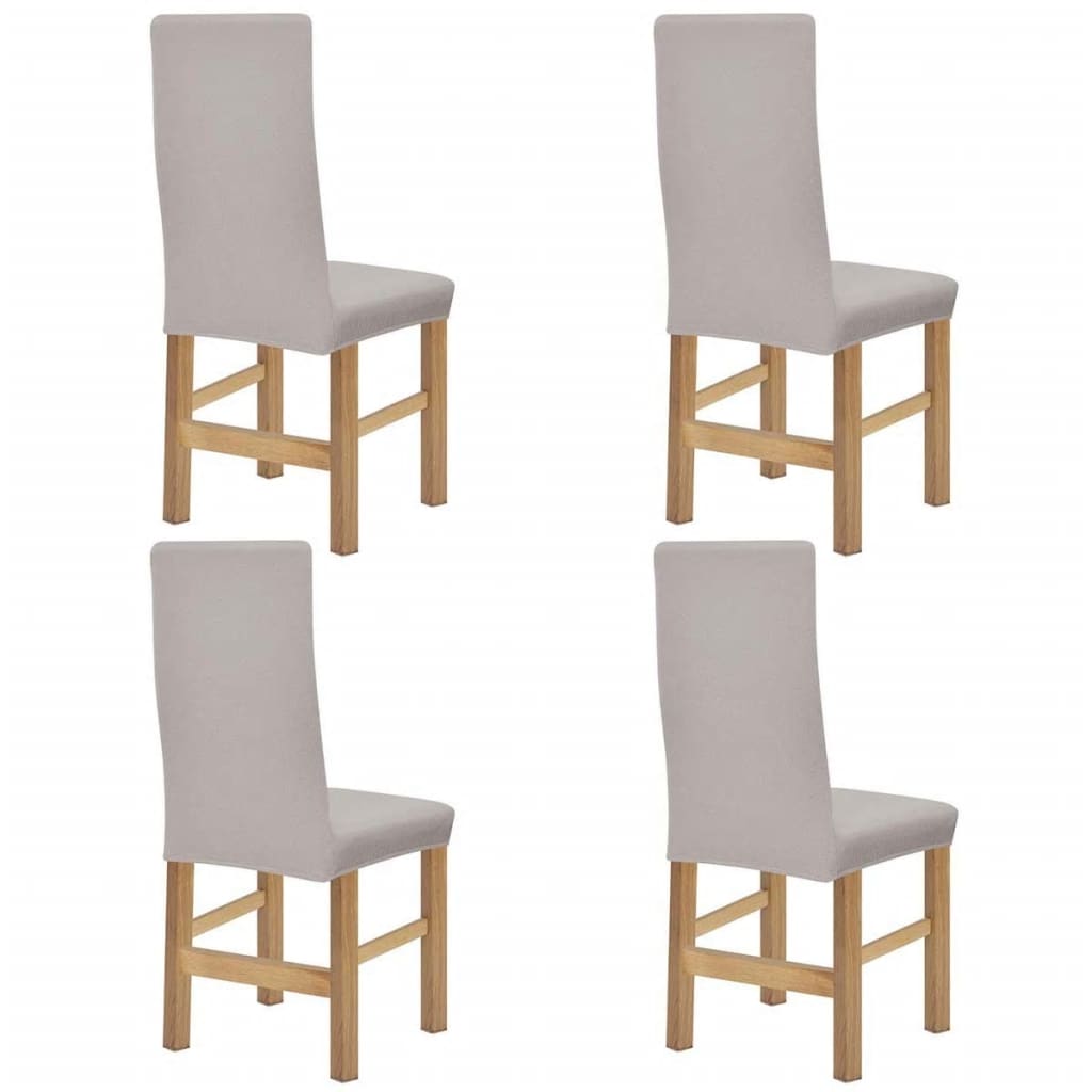 Stoelhoezen Stretch 4 Stuks Beige Polyester Ribstof
