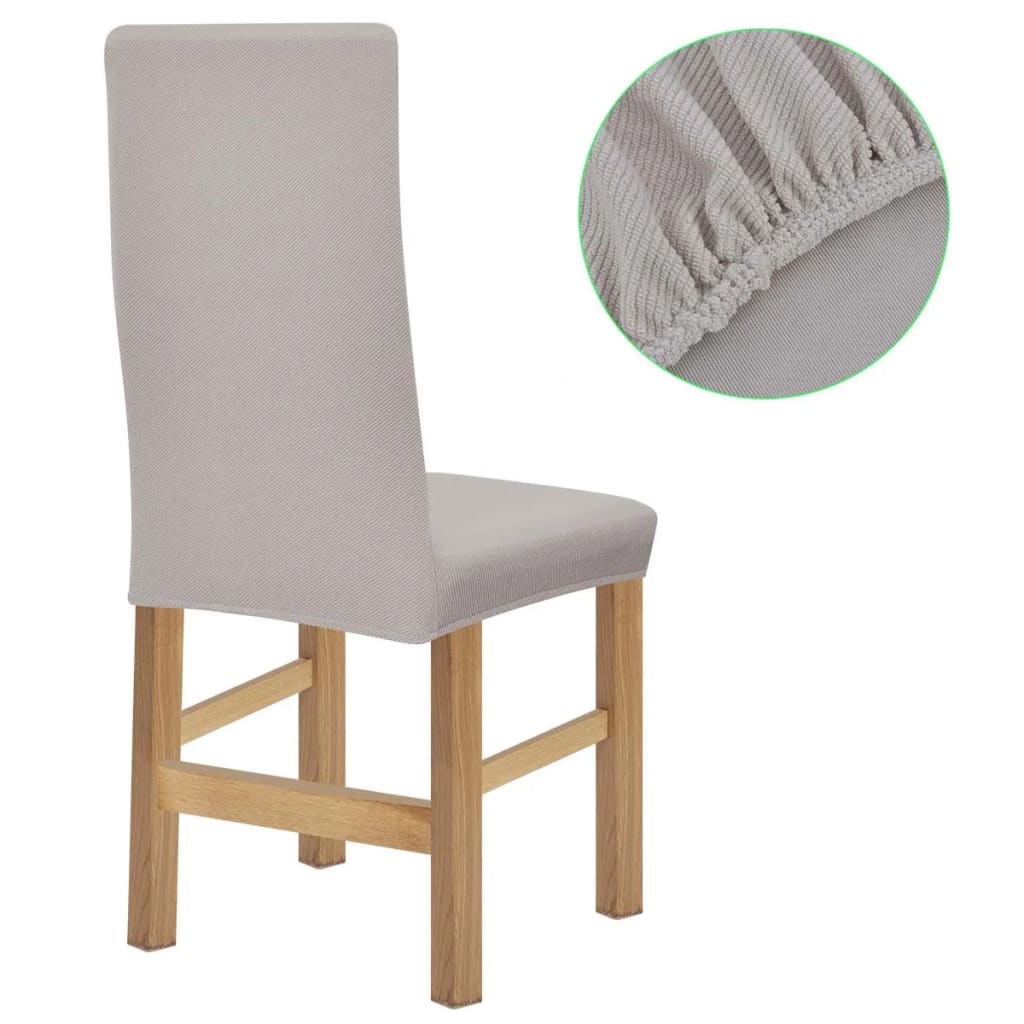 Stoelhoezen Stretch 4 Stuks Beige Polyester Ribstof