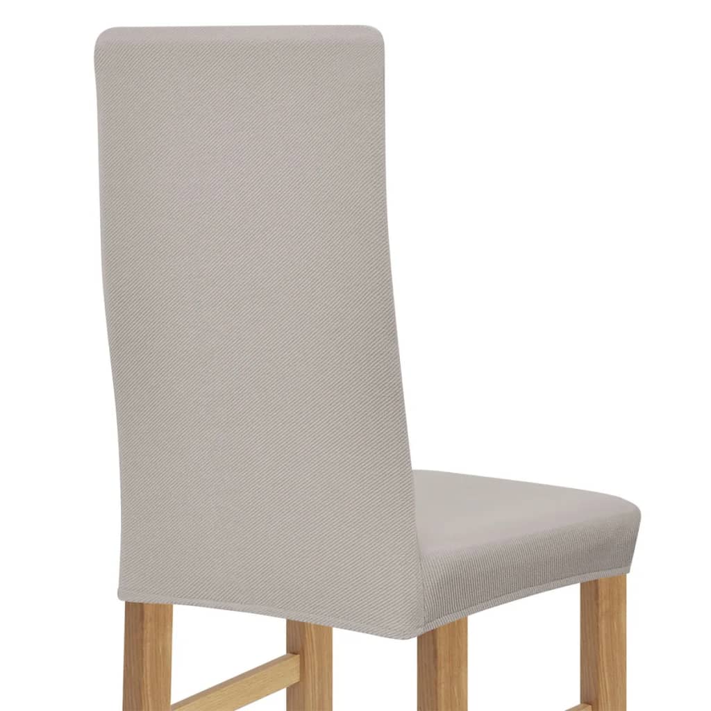 Stoelhoezen Stretch 4 Stuks Beige Polyester Ribstof