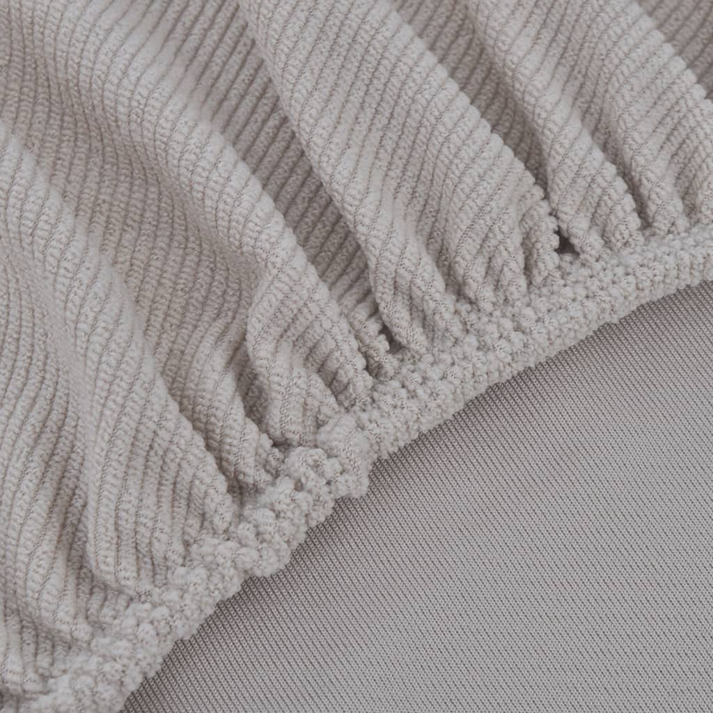 Stoelhoezen Stretch 4 Stuks Beige Polyester Ribstof