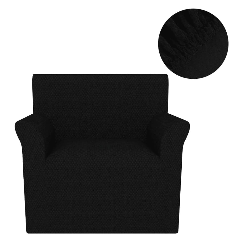Meubelhoes Voor Fauteuil Stretch Piqué Zwart