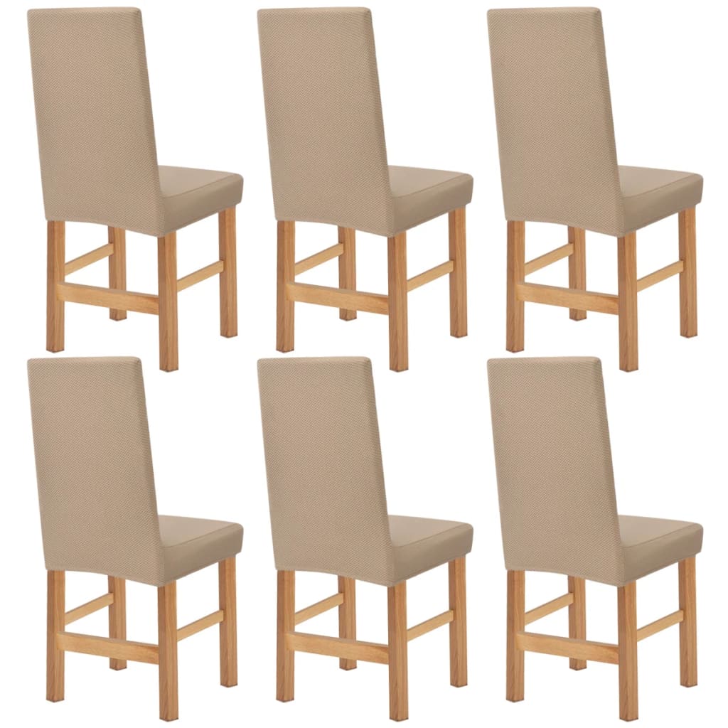 Meubelhoes Voor Stoel Stretch Piqué Beige 6 St