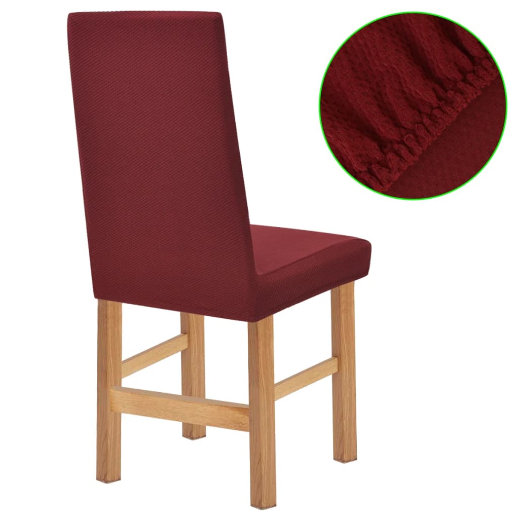 Meubelhoes Voor Stoel Stretch Piqué Bordeauxrood 6St