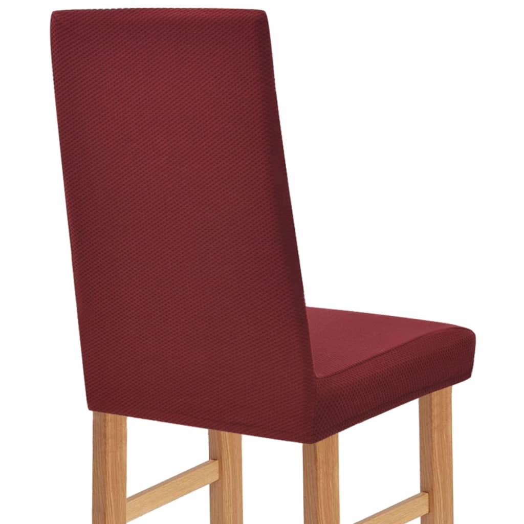 Meubelhoes Voor Stoel Stretch Piqué Bordeauxrood 6St