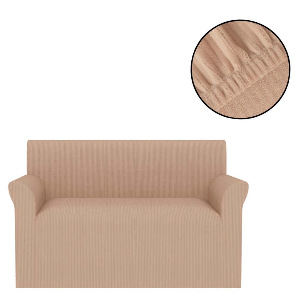 Meubelhoes Voor Bank Stretch Beige Brede Streep