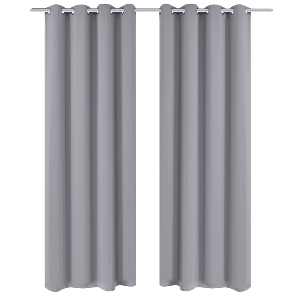Gordijnen Met Metalen Ringen Verduisterend 135X175 Grijs 2 St