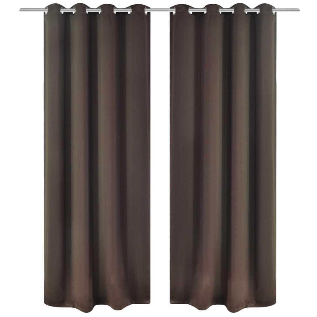 Gordijn Met Metalen Ringen Verduisterend 270X245 Bruin