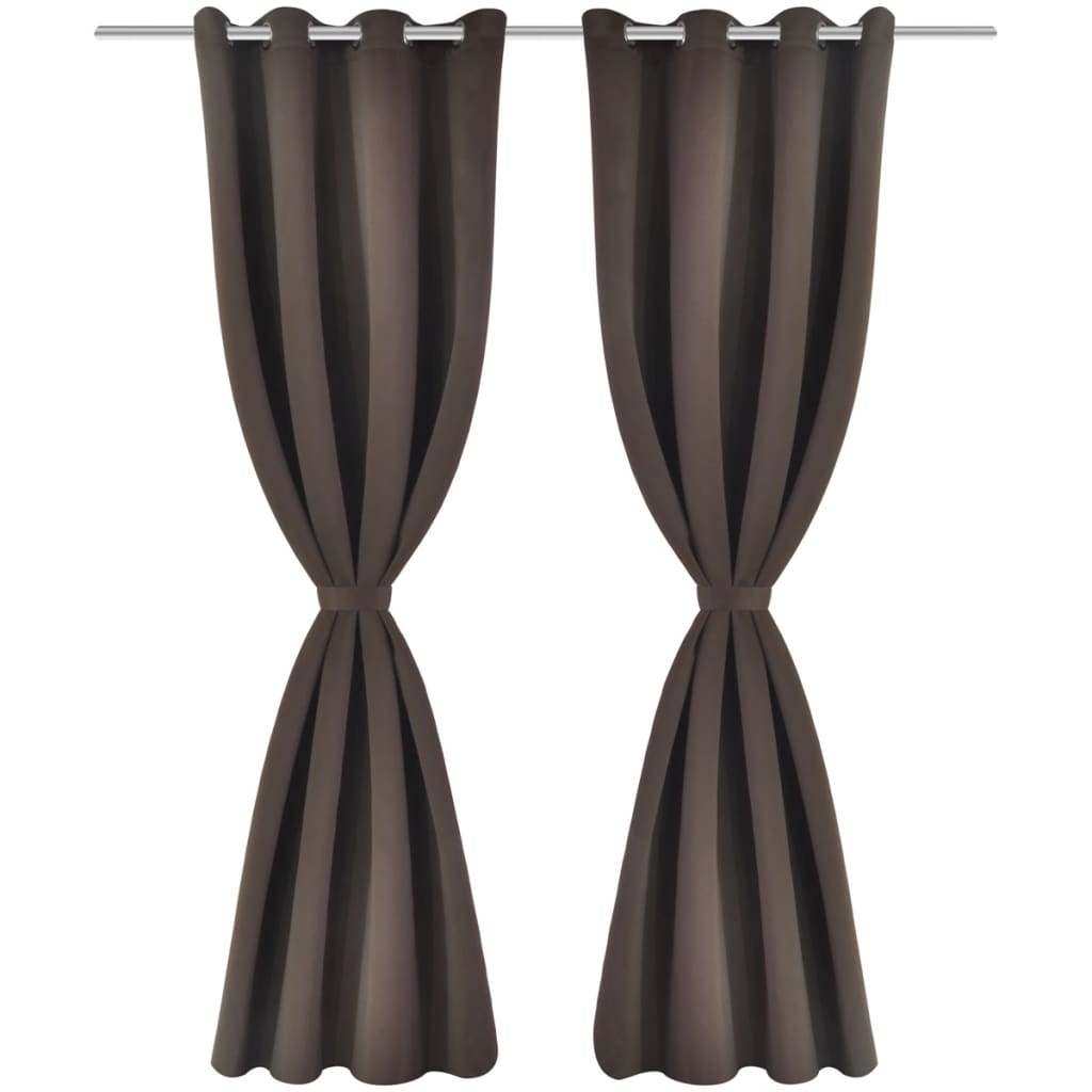 Gordijn Met Metalen Ringen Verduisterend 270X245 Bruin