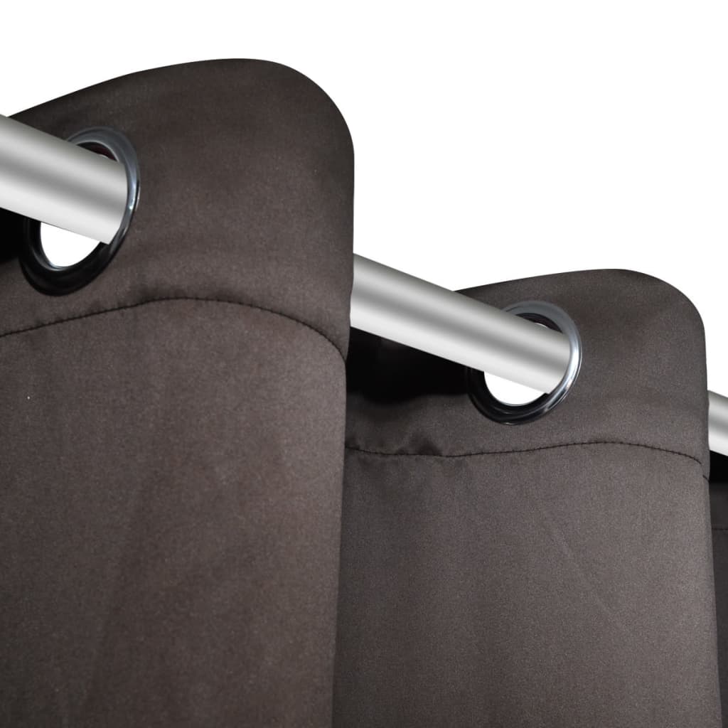 Gordijn Met Metalen Ringen Verduisterend 270X245 Bruin