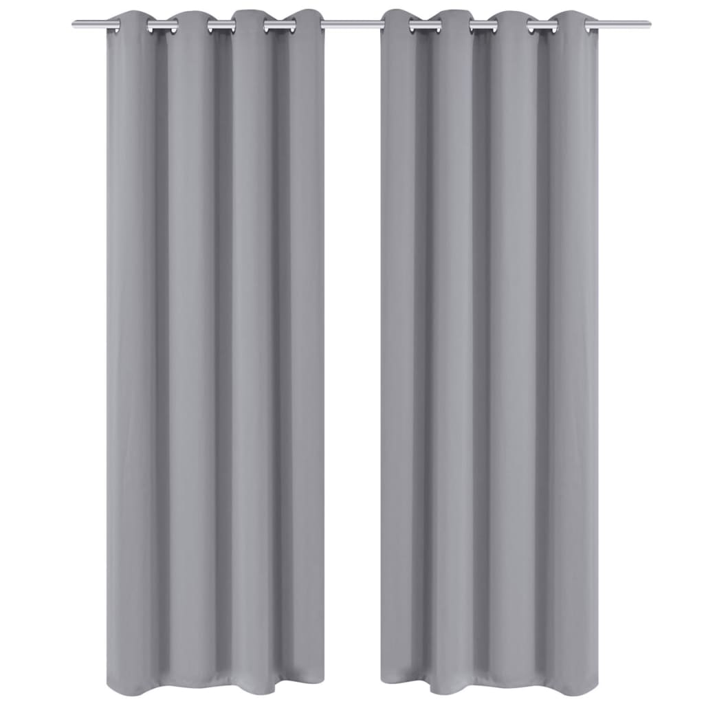 Gordijn Met Metalen Ringen Verduisterend 270X245 Grijs
