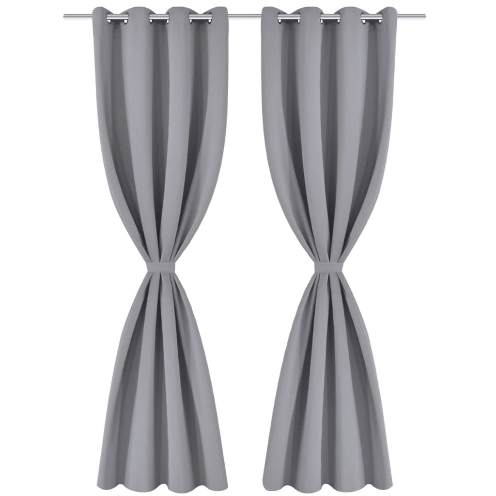 Gordijn Met Metalen Ringen Verduisterend 270X245 Grijs