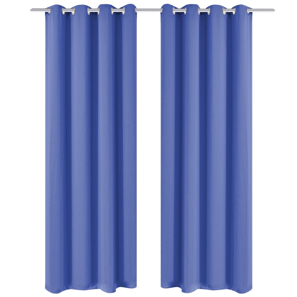 Gordijnen Met Metalen Ringen Verduisterend 135X175 Blauw 2 St