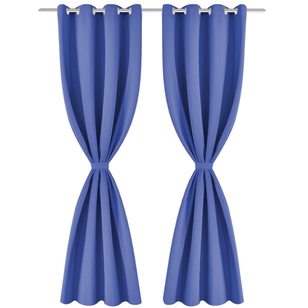 Gordijnen Met Metalen Ringen Verduisterend 135X175 Blauw 2 St