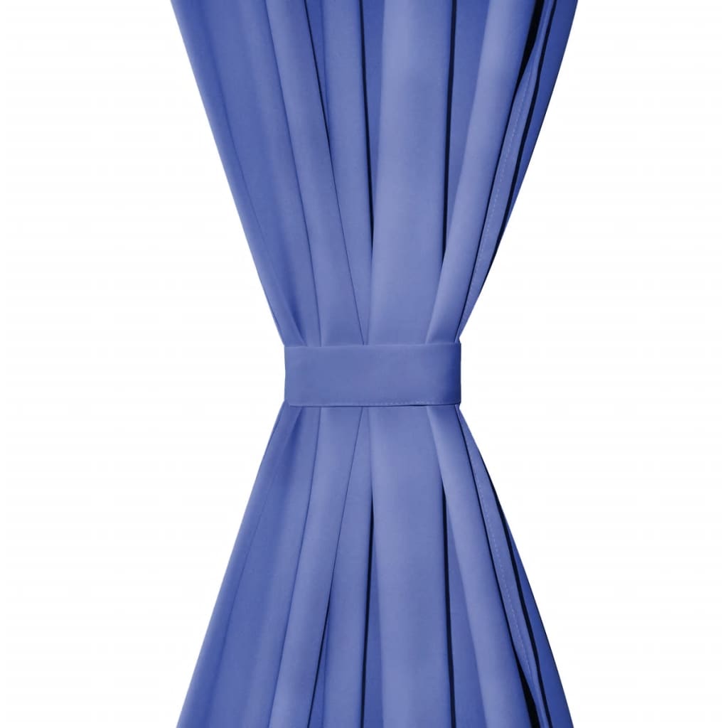 Gordijnen Met Metalen Ringen Verduisterend 135X175 Blauw 2 St