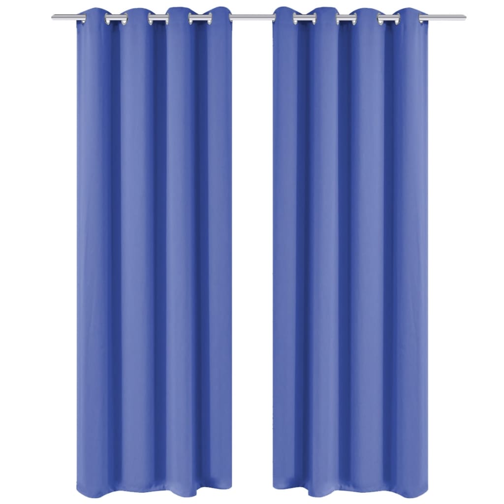 Gordijnen Met Metalen Ringen Verduisterend 135X245 Blauw 2 St