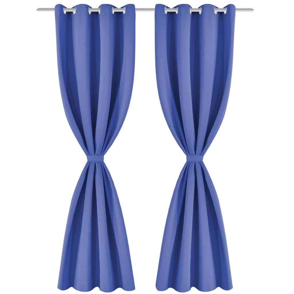 Gordijn Met Metalen Ringen Verduisterend 270X245 Blauw