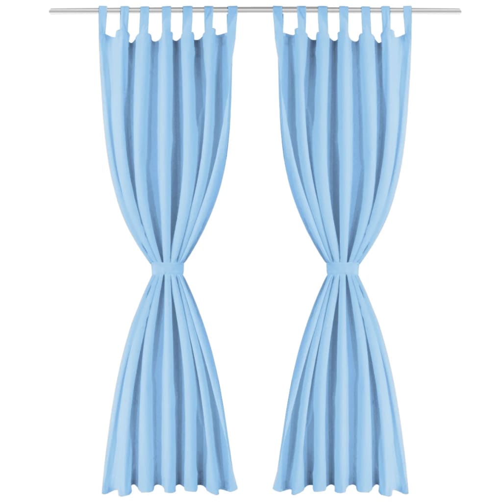 Micro-Satijnen Gordijnen Met Lussen 140X175 Cm Turquoise 2 St