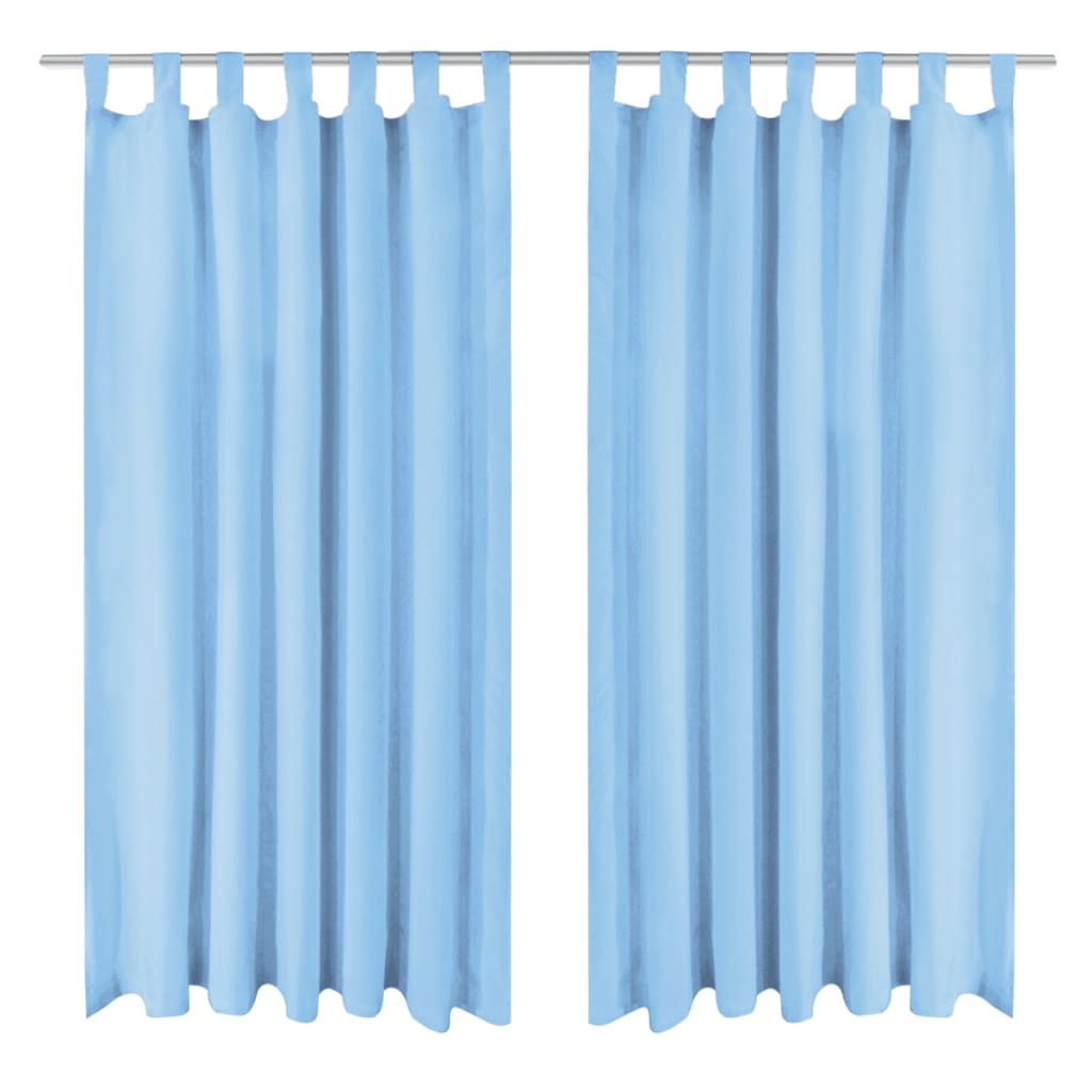 Micro-Satijnen Gordijnen Met Lussen 140X245 Cm Turquoise 2 St