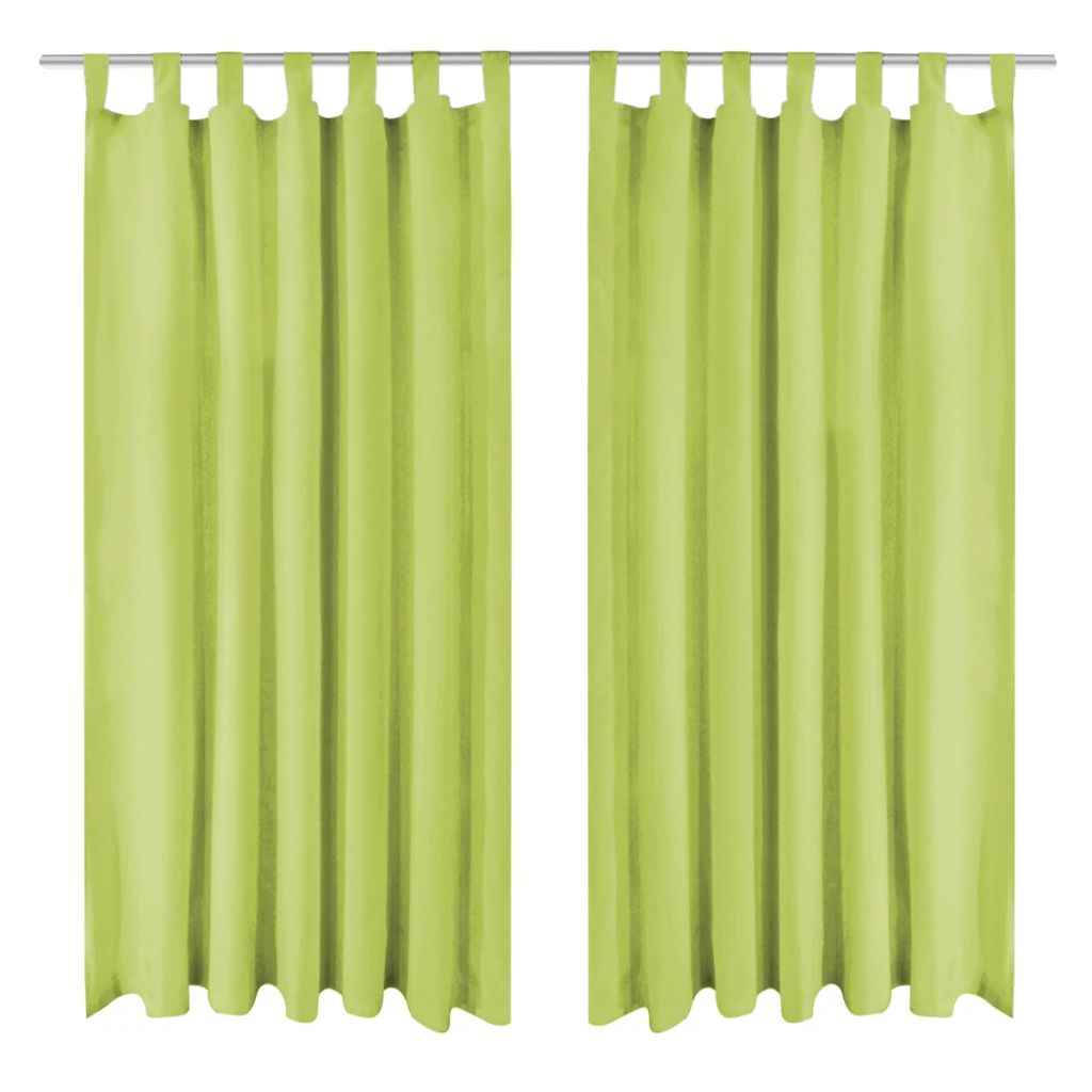 Micro-Satijnen Gordijnen Met Lussen 140X175 Cm Groen 2 St